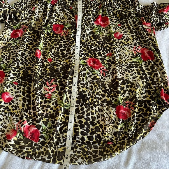 Rebecca Malone Womens Floral Animal Print Smocked Top Sz 1X Career Corpcore Boho - Picture 4 of 8
